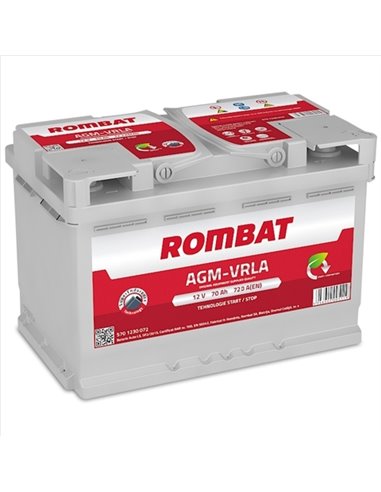 ROMBAT AGM START-STOP 12V 70Ah 720A - Borna Normala (dreapta +)