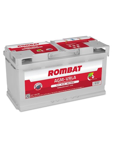 ROMBAT AGM START-STOP 12V 92Ah 850A - Borna Normala (dreapta +)