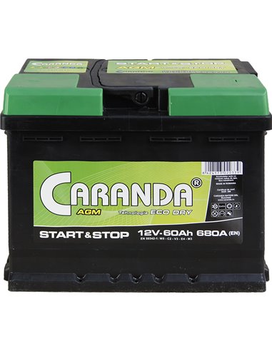 CARANDA START-STOP AGM 12V 60Ah 680A - Borna Normala (dreapta +)