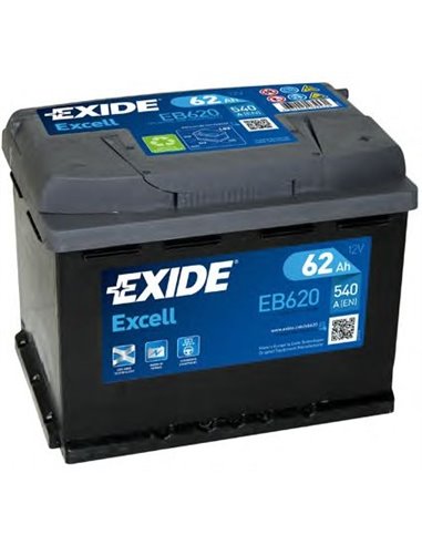 EXIDE EXCELL 12V 62Ah 540A - Borna Normala (dreapta +)