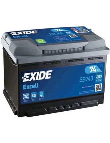 EXIDE EXCELL 12V 74Ah 680A - Borna Normala (dreapta +)