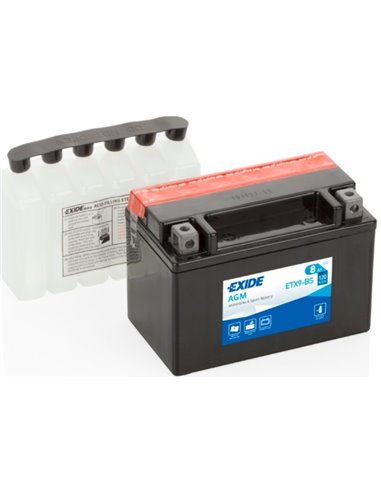 EXIDE AGM - moto START-STOP 12V 8Ah 120A - Borna Inversa (stanga +)