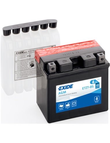 EXIDE AGM - moto START-STOP 12V 6Ah 100A - Borna Normala (dreapta +)