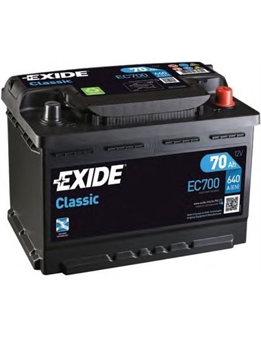 EXIDE CLASSIC 12V 70Ah 640A - Borna Normala (dreapta +)