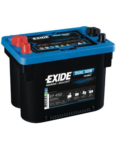 EXIDE DUAL AGM START-STOP 12V 50Ah 750A - Borna Inversa (stanga +)
