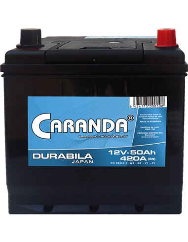 CARANDA DURABILA JAPAN 12V 50Ah 420A - Borna Normala (dreapta +)