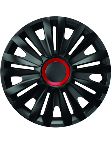 SET CAPACE ROTI 13' NEGRE CU INEL ROSU ROYAL
