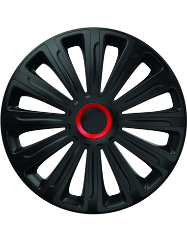 SET CAPACE ROTI 15' NEGRE CU INEL ROSU TREND