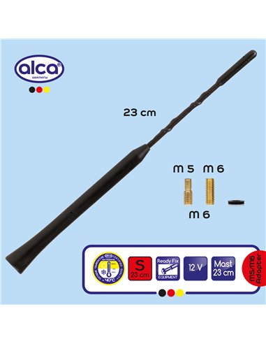 ANTENA AUTO EXTERIOR NEAGRA 23CM CU 2 ADAPTOARE (5-6MM)