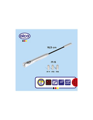 ANTENA AUTO EXTERIOR CROMATA 16.5CM CU 3 ADAPTOARE (4-5-6MM)