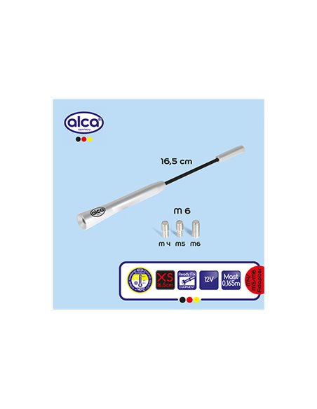 ANTENA AUTO EXTERIOR CROMATA 16.5CM CU 3 ADAPTOARE (4-5-6MM)