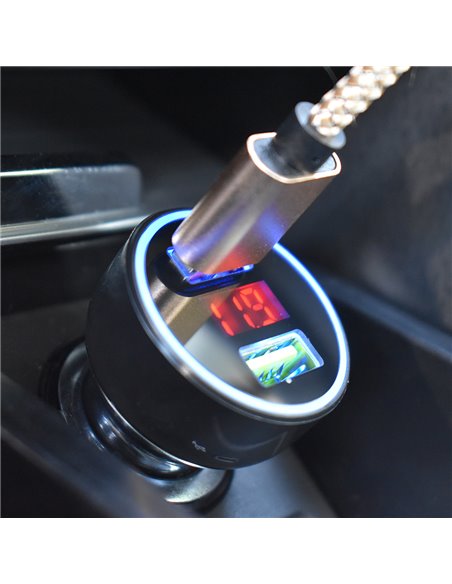 INCARCATOR AUTO 2XUSB QC3.0 CU AFISAJ TENSIUNE/PUTERE LED