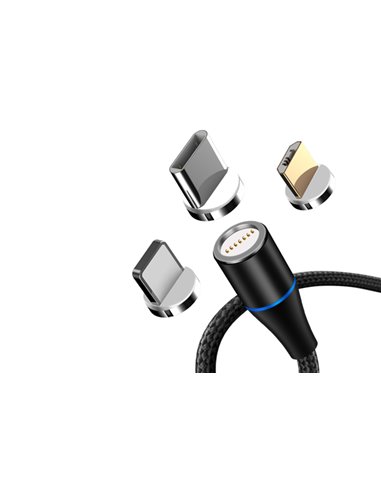 CABLU DATE INCARCARE 3IN1 FAST CHARGE 3.0 USB LA MICRO USB/TYPE-C/LIGHTNING 1.5M 3A NEGRU