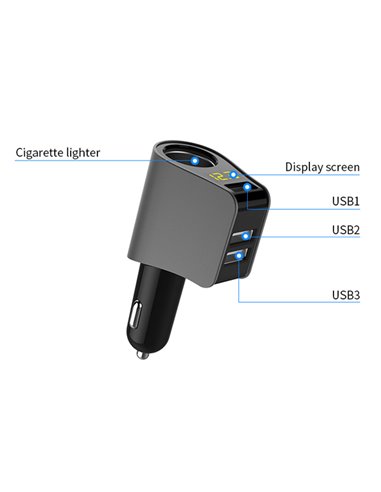 INCARCATOR AUTO 3XUSB 3.1A CU AFISAJ TENSIUNE/PUTERE LED SI FISA BRICHETA AUTO