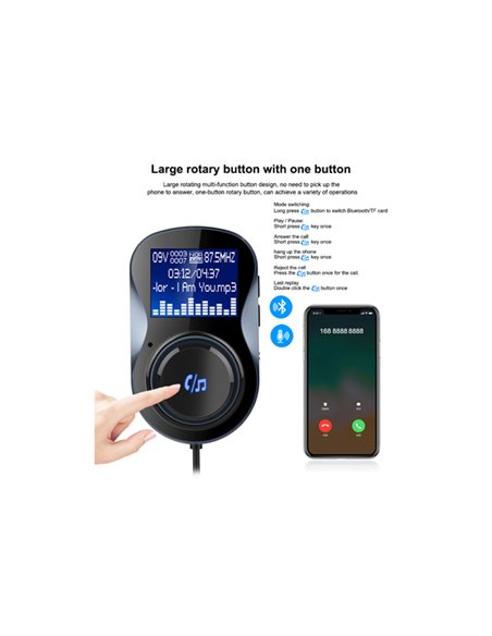 INCARCATOR AUTO 1XUSB QC3.0 SI 1XUSB 2.4A CU BLUETOOTH SI MODULATOR FM