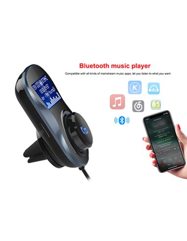 INCARCATOR AUTO 1XUSB QC3.0 SI 1XUSB 2.4A CU BLUETOOTH SI MODULATOR FM