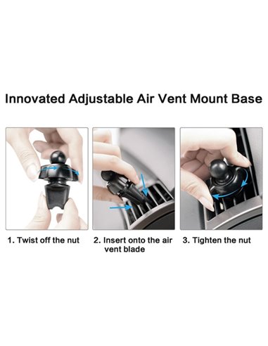 SUPORT TELEFON MAGNETIC AUTO CU FIXARE IN GRILA DE VENTILATIE SI ROTATIE 360