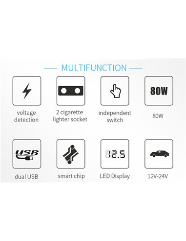 INCARCATOR AUTO 2XUSB (1x2.4A si 1x1A) SI 2XPRIZA BRICHETA AUTO CU AFISAJ TENSIUNE/PUTERE LED