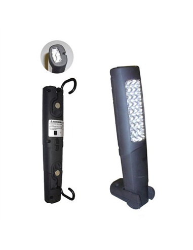 LAMPA DE LUCRU PORTABILA 24+6 LEDURI DUBLU MAGNETICA. SUPORT SI BAZA METALICA JBM