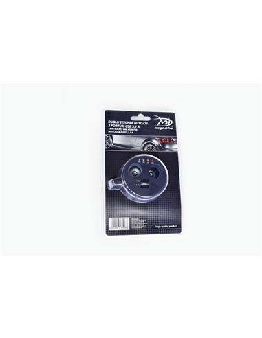 DUBLU STECHER FORMA PAHAR CU 2 PORTURI BRICHETA SI 2 PORTURI USB 3.1 A