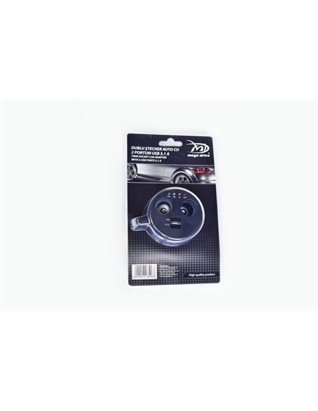 DUBLU STECHER FORMA PAHAR CU 2 PORTURI BRICHETA SI 2 PORTURI USB 3.1 A
