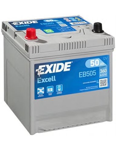 EXIDE EXCELL 12V 50Ah 360A - Borna Inversa (stanga +)
