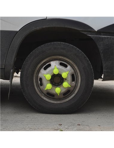 SET 10 BUCATI CAPAC PLASTIC PENTRU PREZON ROATA CU INDICATOR 33' NEON GALBEN 41 MM