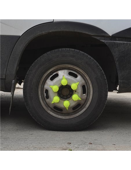 SET 10 BUCATI CAPAC PLASTIC PENTRU PREZON ROATA CU INDICATOR 33' NEON GALBEN 41 MM
