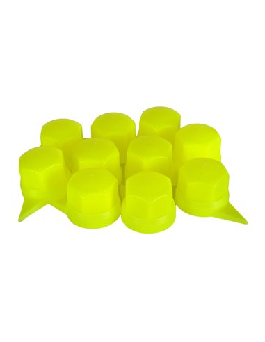 SET 10 BUCATI CAPAC PLASTIC PENTRU PREZON ROATA CU INDICATOR 33' NEON GALBEN 41 MM