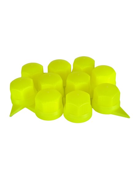 SET 10 BUCATI CAPAC PLASTIC PENTRU PREZON ROATA CU INDICATOR 33' NEON GALBEN 41 MM