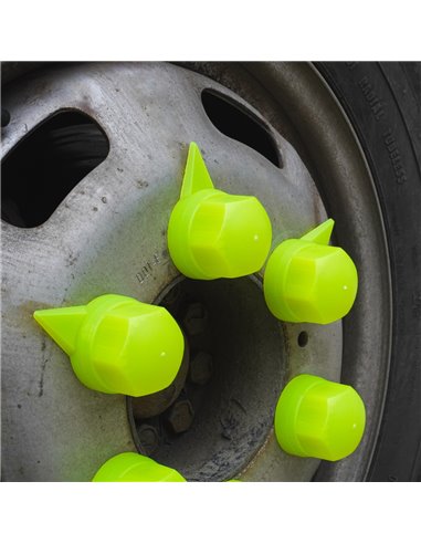 SET 10 BUCATI CAPAC PLASTIC PENTRU PREZON ROATA CU INDICATOR 32' NEON GALBEN 54.5 MM