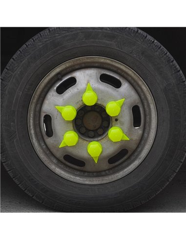 SET 10 BUCATI CAPAC PLASTIC PENTRU PREZON ROATA CU INDICATOR 32' NEON GALBEN 41 MM