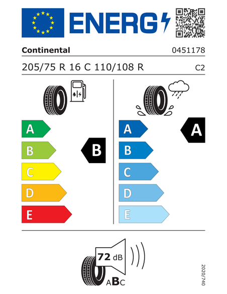 CONTINENTAL CONTIVANCONTACT 200 205/75 R16C 110/108R