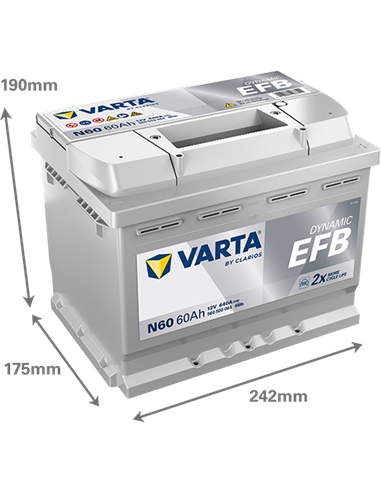 VARTA DYNAMIC EFB N60 12V 60Ah 640A - Borna Normala (dreapta +)