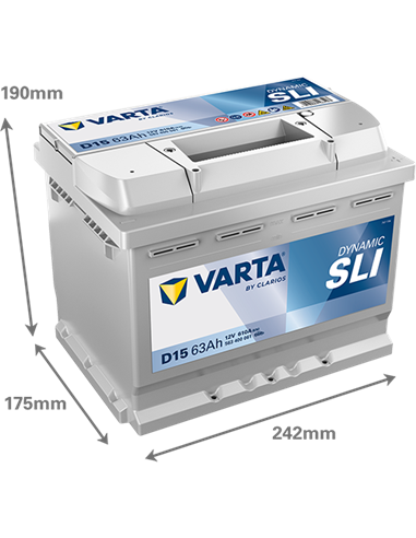 VARTA DYNAMIC SLI D15 12V 63Ah 610A - Borna Normala (dreapta +)