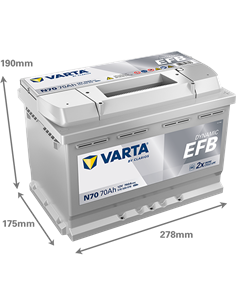 VARTA DYNAMIC EFB N70 12V 70Ah 760A - Borna Normala (dreapta +) 2
