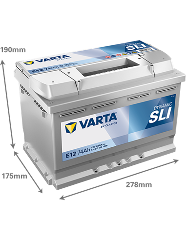 VARTA DYNAMIC SLI E12 12V 74Ah 680A - Borna Normala (dreapta +)