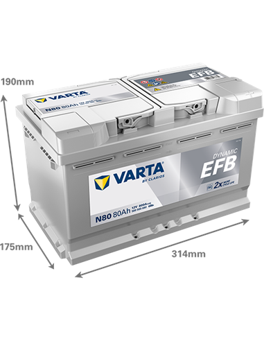 VARTA DYNAMIC EFB N80 12V 80Ah 800A - Borna Normala (dreapta +)