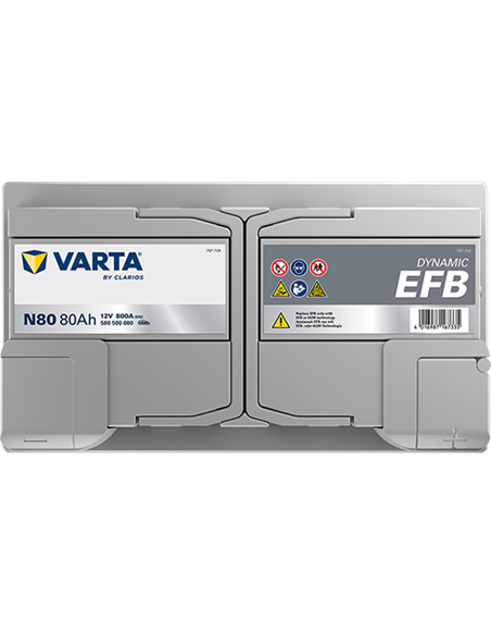 VARTA DYNAMIC EFB N80 12V 80Ah 800A - Borna Normala (dreapta +)