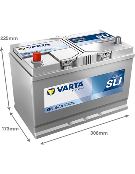 VARTA DYNAMIC SLI G8 12V 95Ah 830A - Borna Inversa (stanga +)