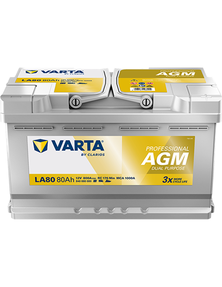 VARTA PROFESSIONAL AGM LA80 12V 80Ah 800A - Borna Normala (dreapta +)