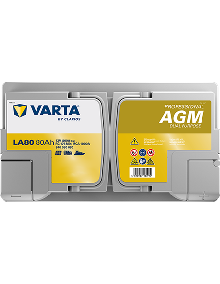 VARTA PROFESSIONAL AGM LA80 12V 80Ah 800A - Borna Normala (dreapta +)