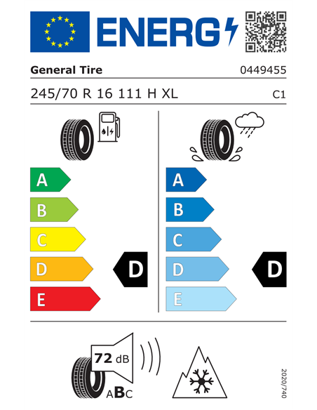 GENERAL TIRE GRABBER AT3 245/70 R16 111H XL