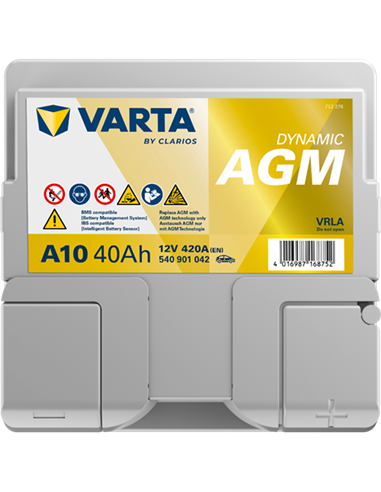 VARTA DYNAMIC AGM A10 12V 40Ah 420A - Borna Normala (dreapta +)