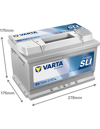 VARTA DYNAMIC SLI E9 12V 70Ah 640A - Borna Normala (dreapta +)