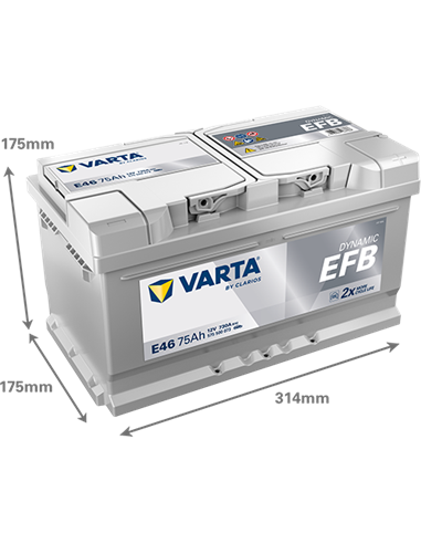 VARTA DYNAMIC EFB E46 12V 75Ah 730A - Borna Normala (dreapta +)