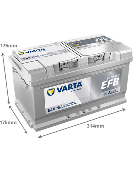 VARTA DYNAMIC EFB E46 12V 75Ah 730A - Borna Normala (dreapta +)