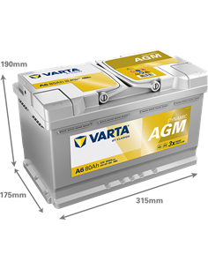 VARTA DYNAMIC AGM A6 12V 80Ah 800A - Borna Normala (dreapta +) 2