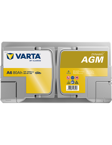 VARTA DYNAMIC AGM A6 12V 80Ah 800A - Borna Normala (dreapta +)