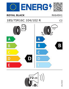 ROYAL BLACK ROYAL COMMERCIAL 8PR 185/75 R16C 104/102R 2